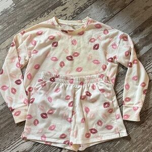 Grayson Threads Kids Lip Print Pajama Set - Pink and White